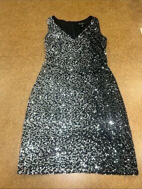Jessica Simpson Fully Sequined RacerBack Lined Cocktail Party Dress Womens 2